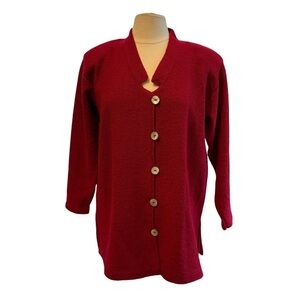 Vintage Alnoral By Al Spokavicius Red Cardigan Jacket Sweater Wool Women's Sz XL